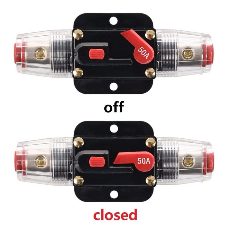 ANJOSHI Fuse Holders 50amp 20-300A Inline Circuit Breaker for Car Audio and Amps Overload Protection Reset Fuse Inverter 12V-24V DC Replace Fuses - Image 5